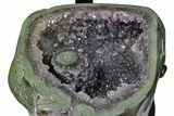 Dark Purple Amethyst Jewelry Box Geode With Metal Stand #171862-4